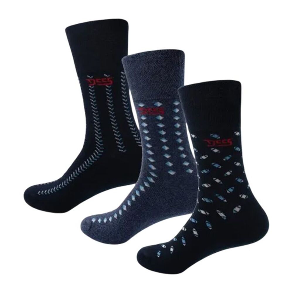 Duke Mens Harold 3 D555 Extra Wide Socks (Pack of 3) / Navy/Denim